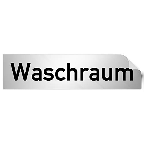 Kinekt3d Leitsysteme Folienschild Türschild • Waschraum • PVC Hinweisschild • 160 x 40 mm Silber • selbstklebend • Kratzfester Druck • UV Beständig von Kinekt3d Leitsysteme