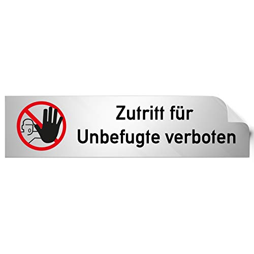 Kinekt3d Leitsysteme Folienschild Türschild • Zutritt für unbefugte verboten • PVC Hinweisschild • 160 x 40 mm Silber • selbstklebend • Kratzfester Druck • UV Beständig Kinekt3d Leitsysteme Folienschild Türschild • Zutritt für unbefugte verboten • PVC Hinweisschild • 160 x 40 mm Silber • selbstklebend • Kratzfester Druck • UV Beständig von Kinekt3d Leitsysteme