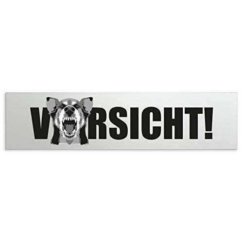 Kinekt3d Leitsysteme Schild/Türschild 160 x 40 x 1,5 mm - Aluminium Vollmaterial eloxiert - Oberfläche in geschliffener Edelstahloptik - 100% Made in Germany (Vorsicht bissiger Hund 001) von Kinekt3d Leitsysteme
