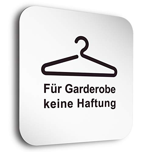 Türschilder24 Aluminium- Türschilder der Extraklasse! • Für Garderobe Keine Haftung • In der Größe 150 x 150mm • 5mm Abstandhalter verleihen dem Türschild einen exklusiven schwebe Effekt von Türschilder24