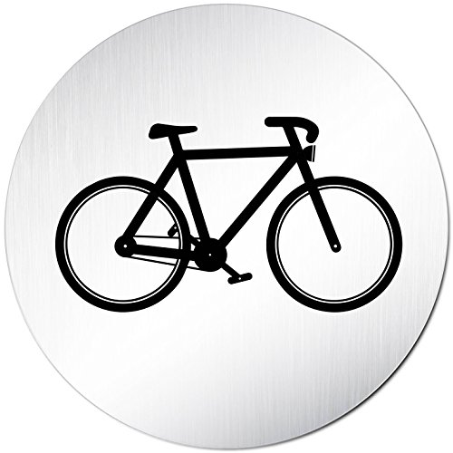 Türschilder24 XXL Türschild • Ø 100 mm rund • Schild Fahrradkeller Piktogramm • aus veredeltem Aluminium Vollmaterial • geschliffene Edelstahloptik • 100% Made in Germany von Türschilder24