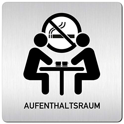 Türschilder24 XXL Schild - Türschild (B) • 125 x 125 x 1,5 mm • Aufenthaltsraum Pausenraum Teeküche - Nichtraucher 005 • Aluminium Vollmaterial • 100% Made in Germany von Türschilder24
