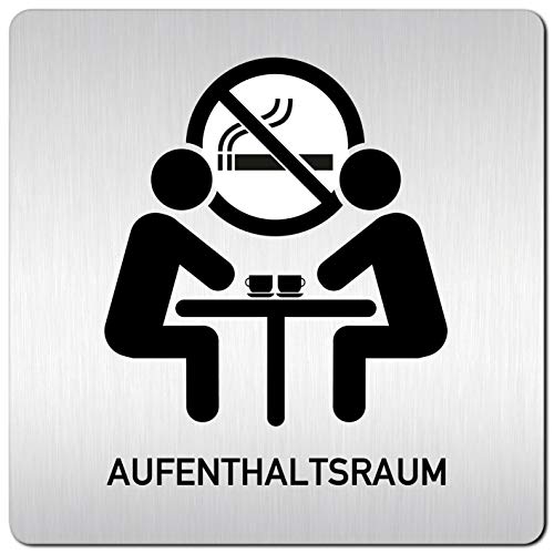 Türschilder24 XXL Schild - Türschild • 125 x 125 mm • Aufenthaltsraum Pausenraum Teeküche - Nichtraucher 005 • 1,5 mm Aluminium Vollmaterial • 100% Made in Germany von Türschilder24