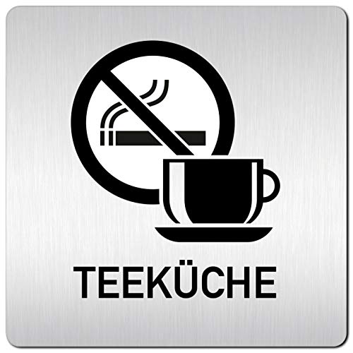 Türschilder24 XXL Schild - Türschild (B) • 125 x 125 x 1,5 mm • Teeküche Pausenraum Aufenthaltsraum Nichtraucher 001 • Aluminium Vollmaterial • 100% Made in Germany von Türschilder24