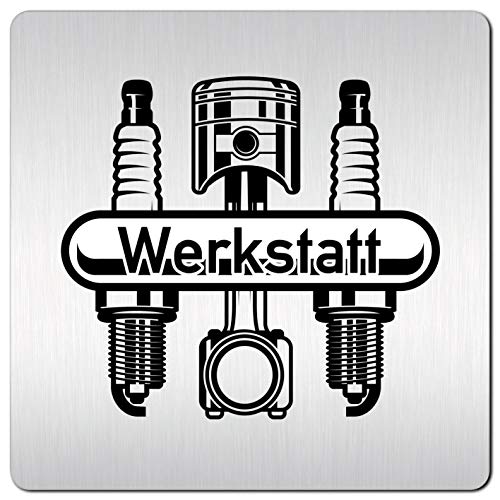 Türschilder24 XXL Schild - Türschild • 125 x 125 mm • Werkstatt - KFZ Fahrzeugtechnik 002 • 1,5 mm Aluminium Vollmaterial • 100% Made in Germany von Türschilder24