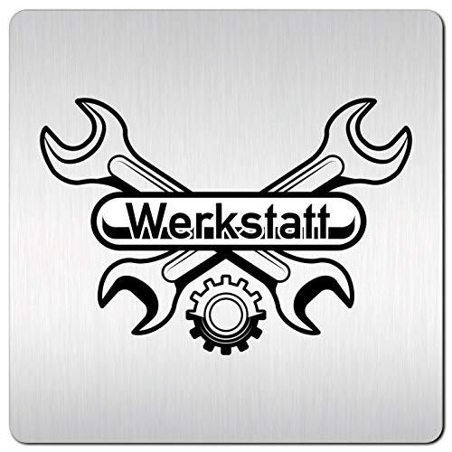 Türschilder24 XXL Schild - Türschild (B) • 125 x 125 x 1,5 mm • Werkstatt - KFZ Fahrzeugtechnik 003 • Aluminium Vollmaterial • 100% Made in Germany von Türschilder24