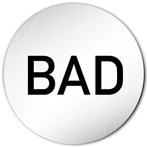 Kinekt3d Leitsysteme XXL Türschild • Ø 100 mm rund • Schild Bad/Badezimmer Schrift • aus veredeltem Aluminium Vollmaterial • geschliffene Edelstahloptik • 100% Made in Germany von Kinekt3d Leitsysteme