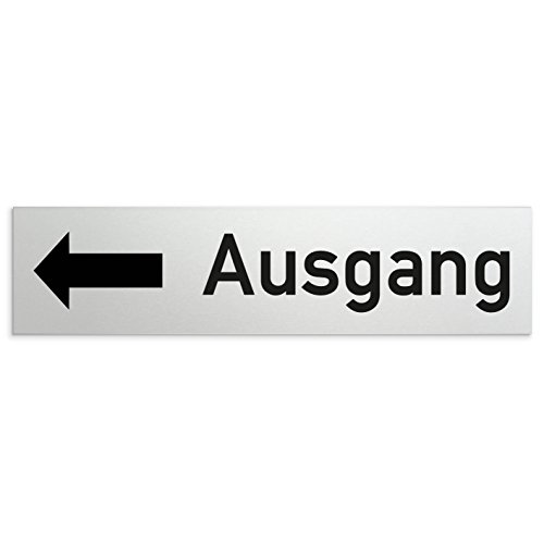 Türschilder24 Schild/Türschild 160 x 40 x 1,5 mm - Aluminium Vollmaterial eloxiert - Oberfläche in geschliffener Edelstahloptik - 100% Made in Germany (Ausgang + Richtungspfeil links"A") von Türschilder24