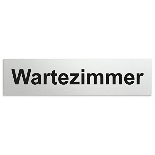 Türschilder24 Schild/Türschild 160 x 40 x 1,5 mm - Aluminium Vollmaterial eloxiert - Oberfläche in geschliffener Edelstahloptik - 100% Made in Germany (Wartezimmer) von Türschilder24