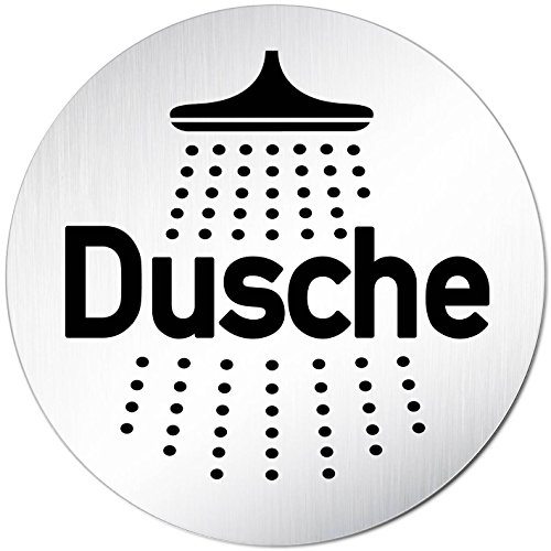 Türschilder24 XXL Türschild • Ø 100 mm rund • Schild Dusche • aus veredeltem Aluminium Vollmaterial • geschliffene Edelstahloptik • 100% Made in Germany von Türschilder24