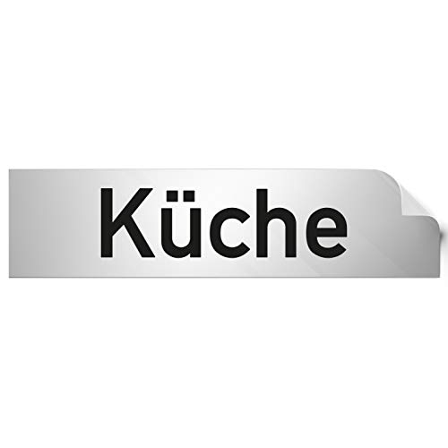 Türschilder24 Folienschild Türschild • Küche • PVC Hinweisschild • 160 x 40 mm Silber • selbstklebend • Kratzfester Druck • UV Beständig von Türschilder24