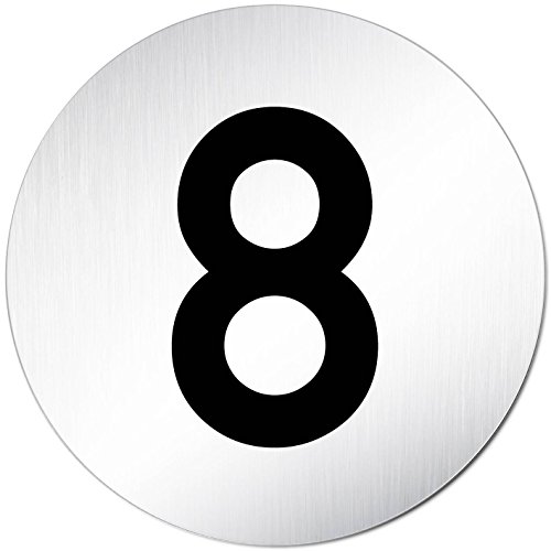 XXL Türschild • Ziffern - Zahlen Schild - Türnummer • Ø 100mm • Aluminium (eloxiert) • Türschild Hinweisschild • Schild (Zahl / Ziffer 8) von Türschilder24