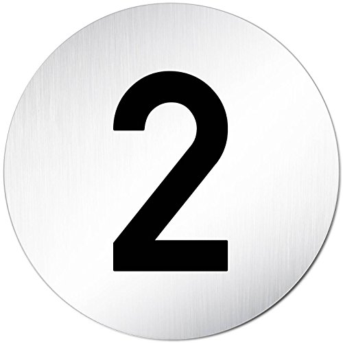 XXL Türschild • Ziffern - Zahlen Schild - Türnummer • Ø 100mm • Aluminium (eloxiert) • Türschild Hinweisschild • Schild (Zahl / Ziffer 2) von Türschilder24