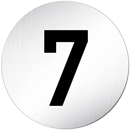 XXL Türschild • Ziffern - Zahlen Schild - Türnummer • Ø 100mm • Aluminium (eloxiert) • Türschild Hinweisschild • Schild (Zahl/Ziffer 7) von Kinekt3d Leitsysteme