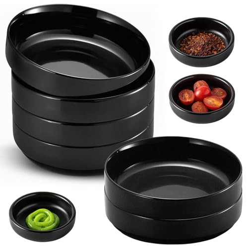 Dip Schälchen Set, 6 Stück 8.7cmx2.5cm Rund Sojasauce Schälchen Kleine Schälchen für Dips Mini Dipschale Schüssel Saucenschälchen Sushi Schälchen für Saucen, Dips, Gewürze, Snacks,Nuss(Matt Schwarz) Dip Schälchen Set, 6 Stück 8.7cmx2.5cm Rund Sojasauce Schälchen Kleine Schälchen für Dips Mini Dipschale Schüssel Saucenschälchen Sushi Schälchen für Saucen, Dips, Gewürze, Snacks,Nuss(Matt Schwarz) von KineticKraft