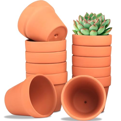 Kinfezlon 12 Stück 7 X 6CM Tontöpfe Klein, Kleine Tontöpfe zum Basteln, Terrakotta Topf Blumentopf mit Ablauflöchern Gute Drainage und Belüftung Geeignet für den Innen- und Außenbereich Pflanzen von Kinfezlon
