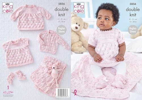 King Cole Baby DK Knitting Pattern Dress Cardigan Decke & Bootees (5856)F von King Cole