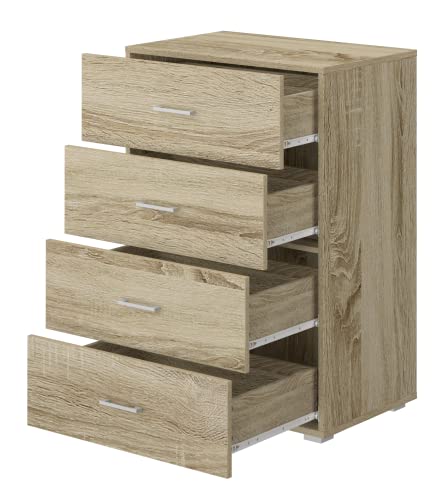 King Collection A1505110 Kommode Eiche 4 Schubladen, Holzwerkstoff von King Collection