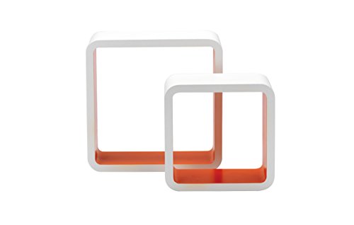 King Collection King Home m1105002/D Set 2 Stück Regal Quadra abgerundet in MDF zweifarbig, Weiß/Orange, 26 x 10 x 26H 20 x 10 x 20h von King Collection