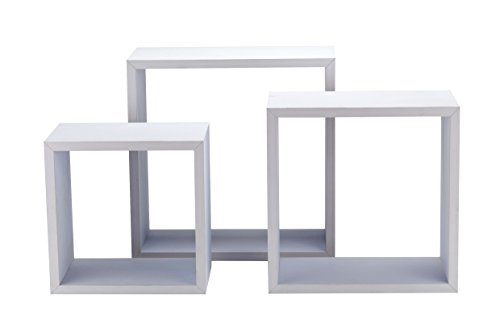 King Home M1106006/B Set mit 3 quadratischen Regalbrettern aus MDF, weiß, 35 x 16 x 35 H 30 x 16 x 30 H 25 x 16 x 25 cm von King Collection