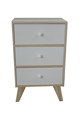 King Collection c1708003 Kommode 3 Schubladen aus Paulownia Holz mit Füßen in KD, 40 x 25 x 66,5h von King Collection