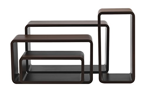 King Collection King Home m1106012/A Set 4 Stück Regal rechteckig abgerundet, Walnuss, 50 x 16 x 30h 45 x 16 x 25h 40 x 16 x 20h 35 x 16 x 15h von King Collection