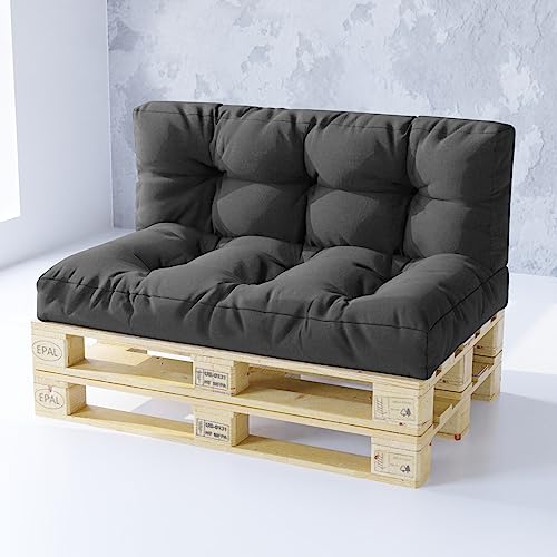 King Matratzen Palettenkissen Set für Europaletten - Premium Wasserdicht sitzkissen rückenkissen Indoor und Outdor 120x80 120x40 60x40 2 Farben (2er Set GRAU (13)) von King Matratzen