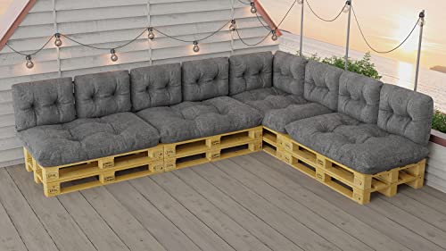 King Matratzen Palettenkissen Set für Europaletten wasserdicht sitzkissen rückenkissen Indoor und Outdoor 120x80 60x40 3 Farben (13ER Set GRAU (10)) von King Matratzen