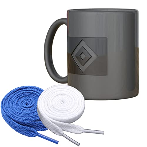 Hamburger SV HSV Tasse Relief grau + 2 Paar Fan-Schnürsenkel von King of Trade