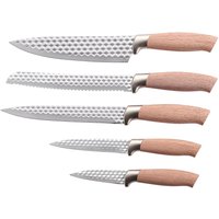KING Messer-Set "NATURELLE", (Set, 5 tlg., 5 Küchenmesser), Messerklingen mit Wabenstruktur, Holz-Optik Griffe von King