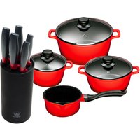 KING Topf-Set Set, 4 Töpfe, 3 Deckel, 1 Messerblock, 5 Kochmesser, 10 Stk. tlg. Aluminiumguss von King