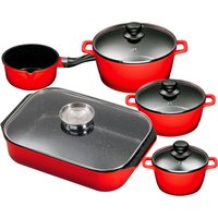 KING Topf-Set Set, je 1 Kochtopf 16/20/24 cm, Stielkasserolle 16 cm, Bräter 40 x 26 cm, 5 Stk. tlg. Aluminiumguss von King