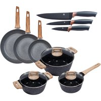 KING Topf-Set "Essential", Aluminium, (Set, 12 tlg., 3 Töpfe, 3 Deckel, 3 Pfannen, 3 Küchenmesser) von King