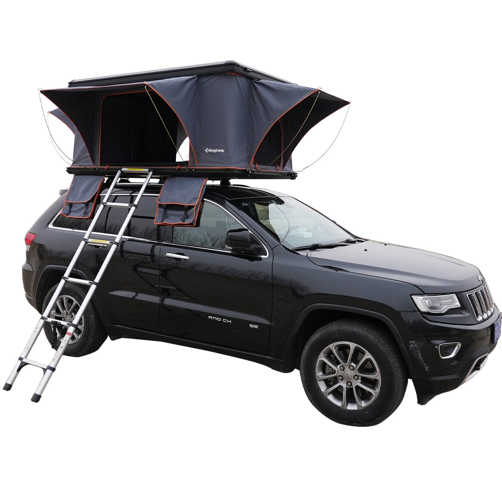 KINGCAMP Auto Dachzelt Boundless 2 Personen Hartschale Dach Zelt Automatik Box-Black/Grey von KingCamp