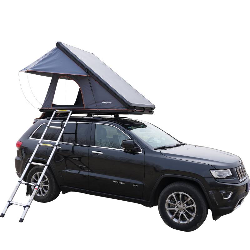 KINGCAMP Auto Dachzelt Northway 2 Personen Hartschale Dach Zelt Automatik Box-Black/Grey von KingCamp