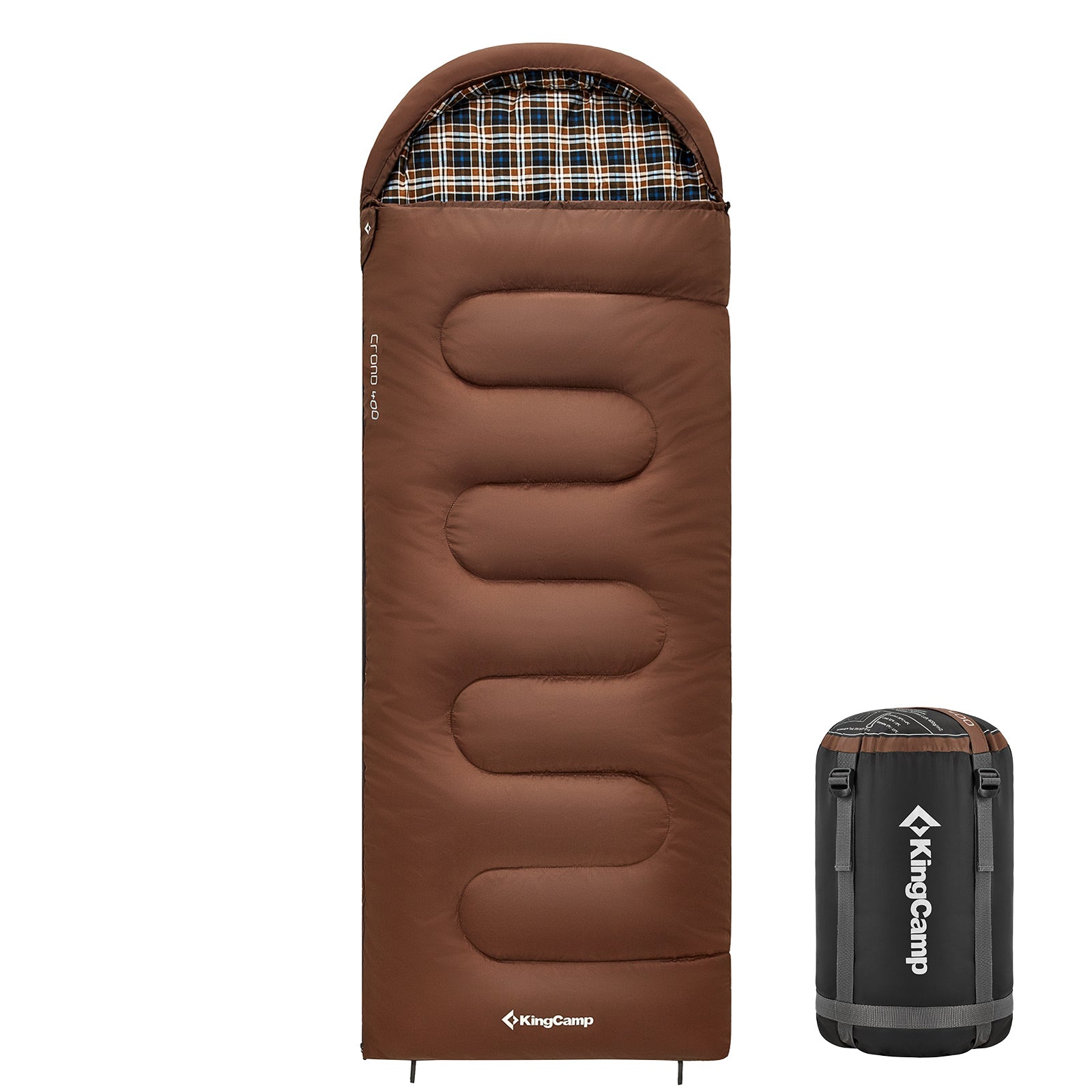 KINGCAMP Deckenschlafsack Cloud 400 Winter Schlafsack Baumwolle XL Breit -15°C-cappuccino / Zipper Rechts von KingCamp