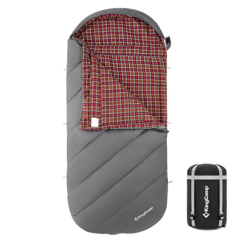 KINGCAMP Deckenschlafsack Freespace 250 Winter Schlafsack Breit Baumwolle -8°C-Slate Grey von KingCamp