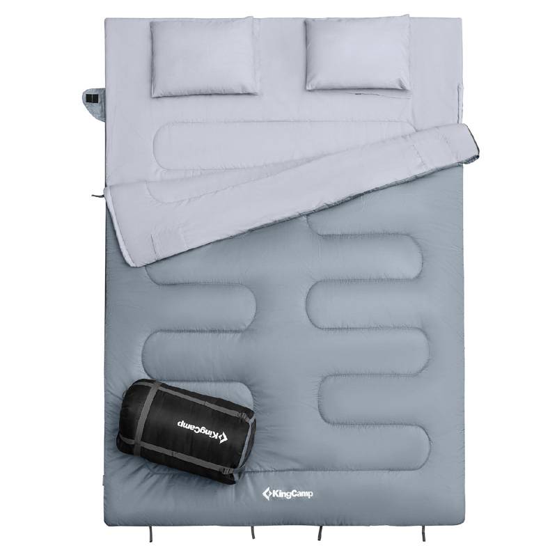 KINGCAMP Deckenschlafsack Oxygen 250 D 2 Personen Doppel Schlafsack XL Lang -3°C-Medium Grey von KingCamp