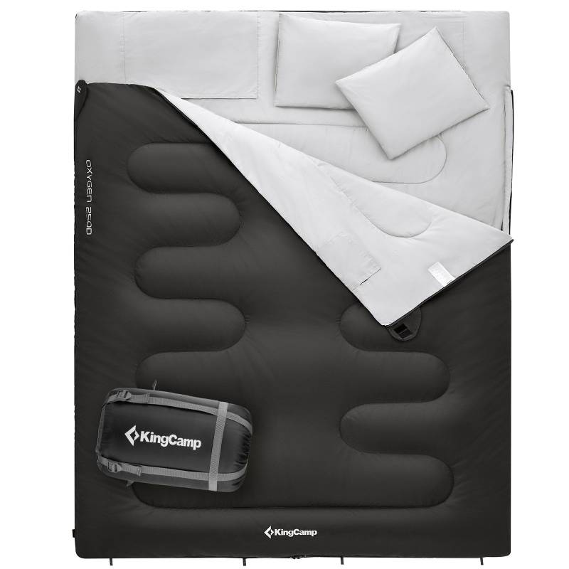 KINGCAMP Deckenschlafsack Oxygen 250 D 2 Personen Doppel Schlafsack XL Lang -3°C-black von KingCamp