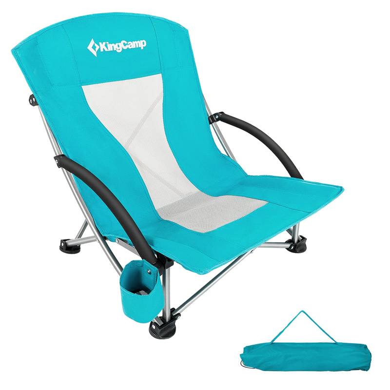 KINGCAMP Strand Liege Stuhl Camping Klapp Falt Sessel Niedrig Garten Stahl 136kg-cyan von KingCamp