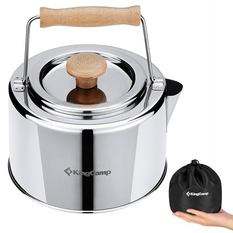 KINGCAMP Teekessel 1,2L Camping Kessel Teekanne Wasserkessel Tee Sieb Pot Stahl von KingCamp