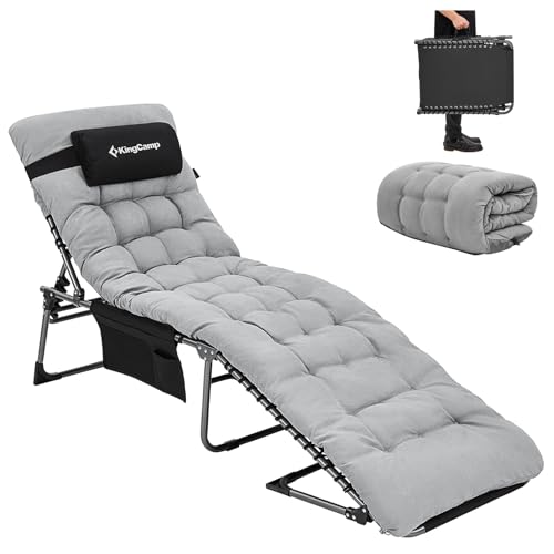 KingCamp Campingliege Sonnenliege mit Auflage Baumwolle Gartenliege Camping Klappbett mit Verstellbarem Rückenteil und Kopfkissen für Garten Urlaub Outdoor bis 120kg KingCamp Campingliege Sonnenliege mit Auflage Baumwolle Gartenliege Camping Klappbett mit Verstellbarem Rückenteil und Kopfkissen für Garten Urlaub Outdoor bis 120kg von KingCamp