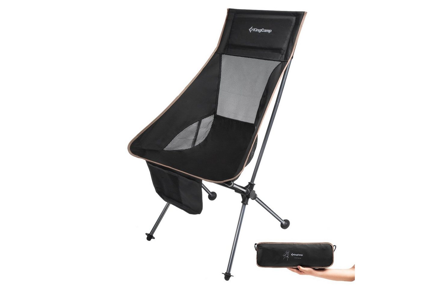 KingCamp Campingstuhl Alu Klappstuhl Camping Angel Strand, Stuhl Faltbar Hoch Leicht 150 kg von KingCamp