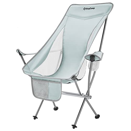 KingCamp Campingstuhl Cataby Deluxe Klappstuhl Strand Stuhl Faltbar Alu 120 kg Light Grey von KingCamp