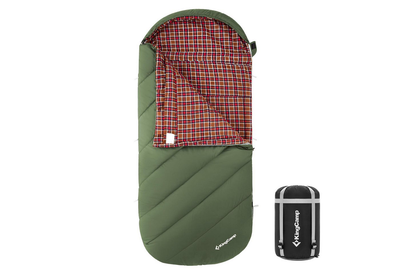 KingCamp Mumienschlafsack Deckenschlafsack Freespace 250 Winter, Schlafsack Breit Baumwolle -8°C von KingCamp