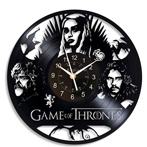 KingLive Daenerys Targaryen Queen of Dragon Game of Thrones Vinyl Wanduhr Uhr Geschenkidee Geschenk Jungen Mädchen Jugend Jugendliche (no led) von KingLive