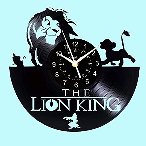 KingLive Der König der Löwen Cartoon Wanduhr,Simba Vinyl Schallplatte Tier Wanddekoration Uhr,Besondere Geburtstagsgeschenke für Kinder und Fans von KingLive