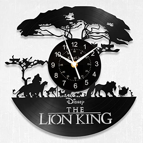 KingLive Der König der Löwen Wanduhr, Cartoon-Wanduhr Simba Vinyl Schallplatte Wanddekoration,Wandtattoo Kinderzimmer, ​Simbas Königreich Wohnzimmer Küche Uhr von KingLive