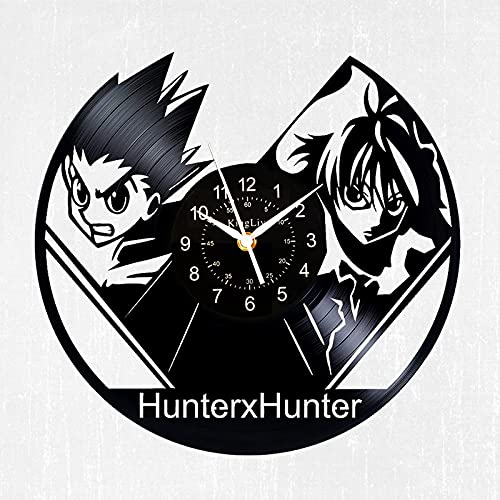 KingLive Hunter Anime Wanduhr – Vinyl-Schallplatten-Retro-Wanddekoration – Wandkunst für Fans – Geburtstagsgeschenk – 30,5 cm schwarze Uhren von KingLive