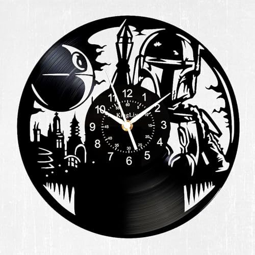 KingLive Sci-Fi-Filme Star Wars Darth Vader Wanduhren, Vinyl-Schallplatten, Kunst-Wanddekoration für Schlafzimmer, Wohnzimmer, Küche, Geburtstagsgeschenk für Männer und Jungen Fans von KingLive